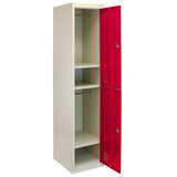 3 x Metal Storage Lockers - Two Doors, Red - Flatpack