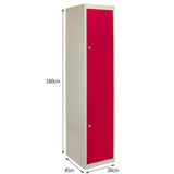 Metal Storage Lockers - Two Doors, Flatpacked, Red