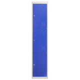 3 x Metal Storage Lockers - Three Doors, Blue - Flatpack