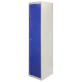 3 x Metal Storage Lockers - Three Doors, Blue - Flatpack