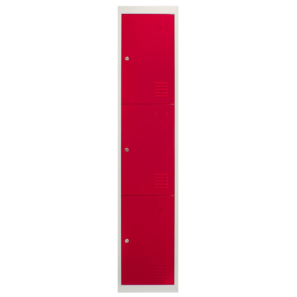 Metal Storage Lockers - Three Doors, Flatpacked, Red