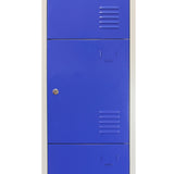 3 x Metal Storage Lockers - Four Doors, Blue - Flatpack