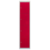 3 x Metal Storage Lockers - Four Doors, Red