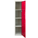 3 x Metal Storage Lockers - Four Doors, Red - Flatpack