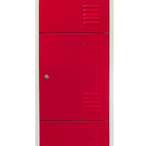 3 x Metal Storage Lockers - Four Doors, Red - Flatpack