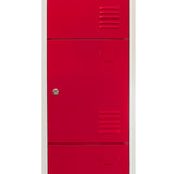 3 x Metal Storage Lockers - Four Doors, Red