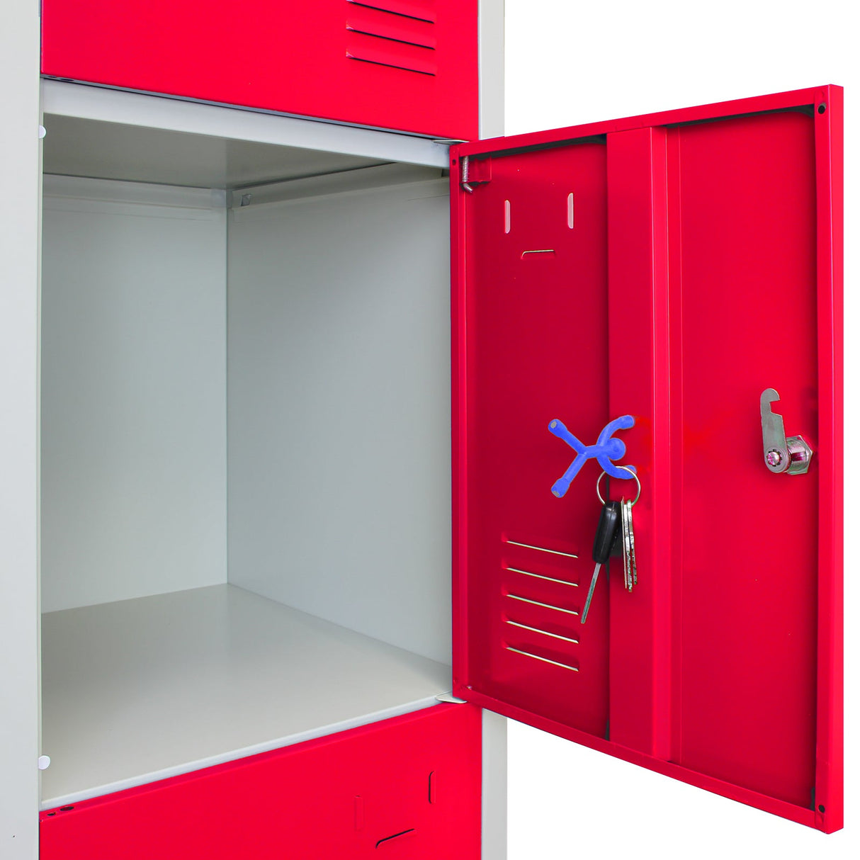 3 x Metal Storage Lockers - Four Doors, Red - Flatpack