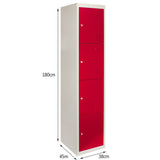 Metal Storage Lockers - Four Doors, Flatpacked, Red