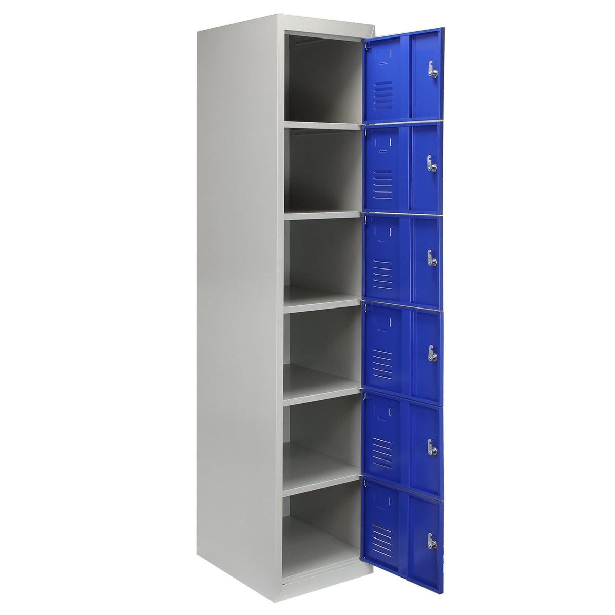 3 x Metal Storage Lockers - Six Doors, Blue - Flatpack