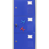 3 x Metal Storage Lockers - Six Doors, Blue - Flatpack