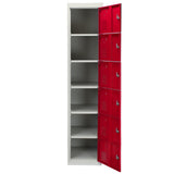 Metal Storage Lockers - Six Doors, Flatpacked, Red