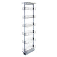KuKoo pull-out soft close kitchen larder in silver, featuring six wire baskets for organized storage, adjustable height 170-195cm