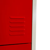 3 x Metal Storage Lockers - Four Doors, Red