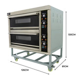 KuKoo large commercial pizza oven with two black glass doors, stainless steel finish, and adjustable temperature controls on the side