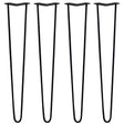 Black 28-inch hairpin legs with a sleek 2-prong design, made of durable metal, perfect for DIY furniture projects