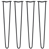 Black 28-inch hairpin legs with a sleek 2-prong design, made of durable metal, perfect for DIY furniture projects