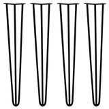 4 x 28" Hairpin Legs - 3 Prong - 12mm - Black