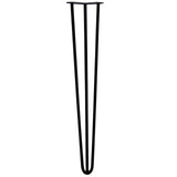 4 x 28" Hairpin Legs - 3 Prong - 12mm - Black