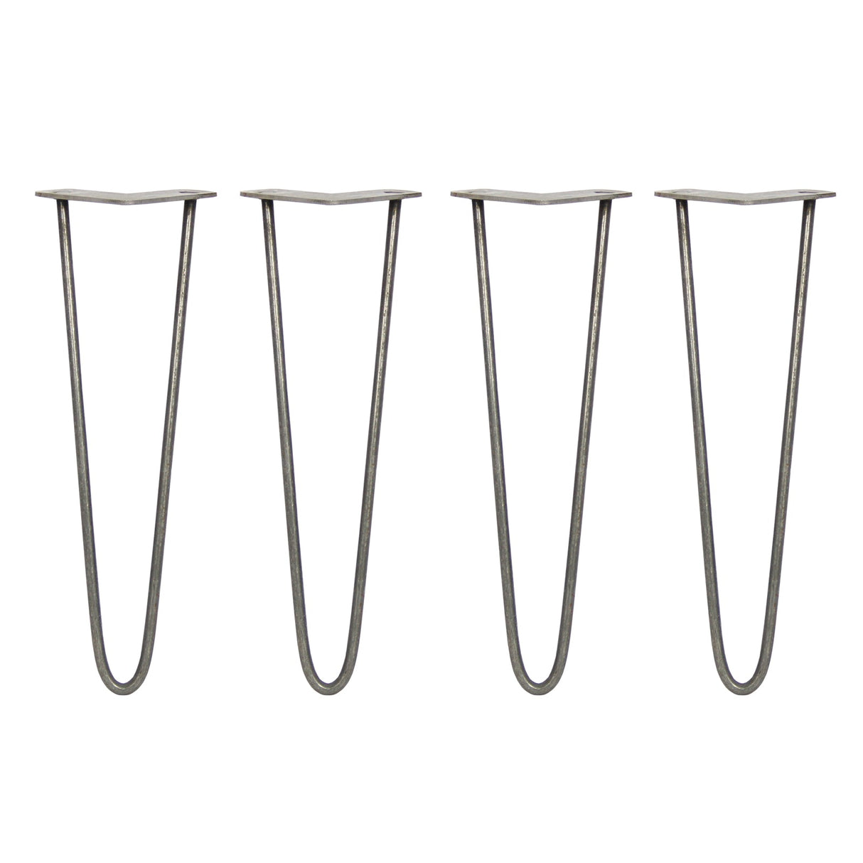 4 x 16" Hairpin Legs - 2 Prong - 10mm - Raw Steel