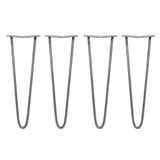 4 x 16" Hairpin Legs - 2 Prong - 10mm - Raw Steel