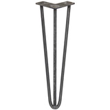 4 x 16" Hairpin Legs - 3 Prong - 12mm - Raw Steel