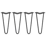 4 x 12" Hairpin Legs - 2 Prong - 10mm - Black