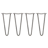 4 x 12" Hairpin Legs - 2 Prong - 10mm - Raw Steel