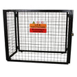 Gas Bottle Mesh Cage 900mm in black metal, featuring a secure lock and warning signs for flammable gas safety, ideal for storage