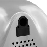 Sleek silver MAXBLAST hand dryer featuring a smooth, rounded design and a textured grille for efficient air circulation