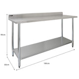 6ft Stainless Steel Catering Bench, Stainless Steel Sink - Left Hand Drainer & 2 x Wall Mounted Shelves