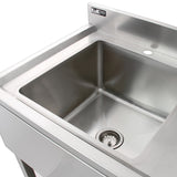 KuKoo Commercial Sink With Pre-Rinse Tap, 6ft Stainless Steel Catering Bench, 2 x Wall Mounted Shelves