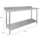 KuKoo Commercial Sink With Pre-Rinse Tap, 6ft Stainless Steel Catering Bench, 2 x Wall Mounted Shelves