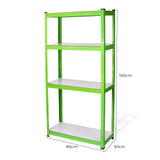 Water-resistant greenhouse racking in vibrant green, featuring three sturdy shelves, measuring 160cm tall, 80cm wide, and 30cm deep