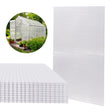 Clear polycarbonate sheets stacked, designed for a 6ft x 6ft greenhouse, showcasing ribbed texture and durability for optimal light transmission