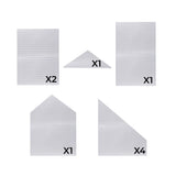 Clear polycarbonate sheets in various shapes and sizes, ideal for a 6ft x 6ft greenhouse, showcasing durability and lightweight design