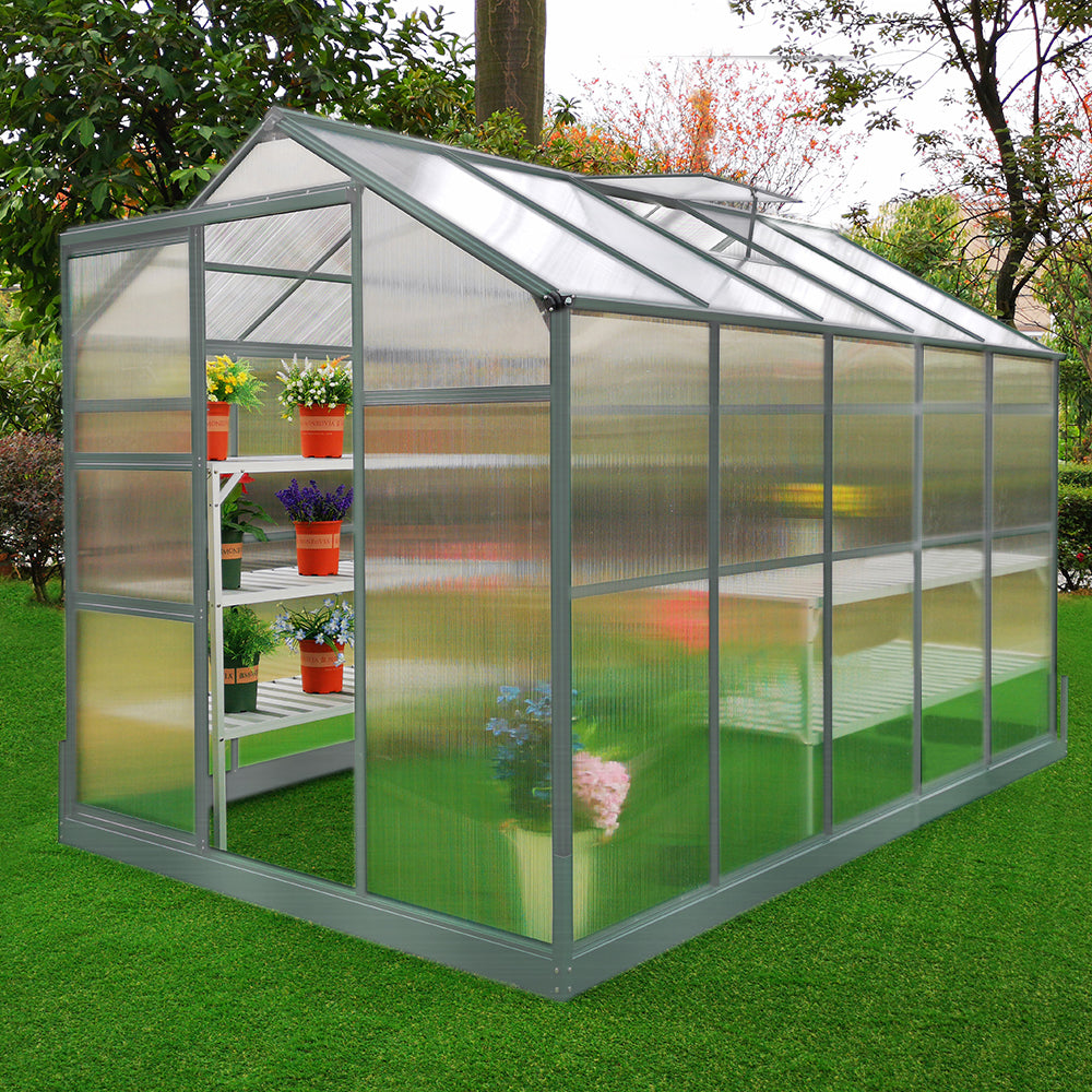 Greenhouse 6ft x 10ft With Base And 2 x Water-Resistant Racks