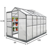 Greenhouse 6ft x 10ft With Base And 2 x Water-Resistant Racks