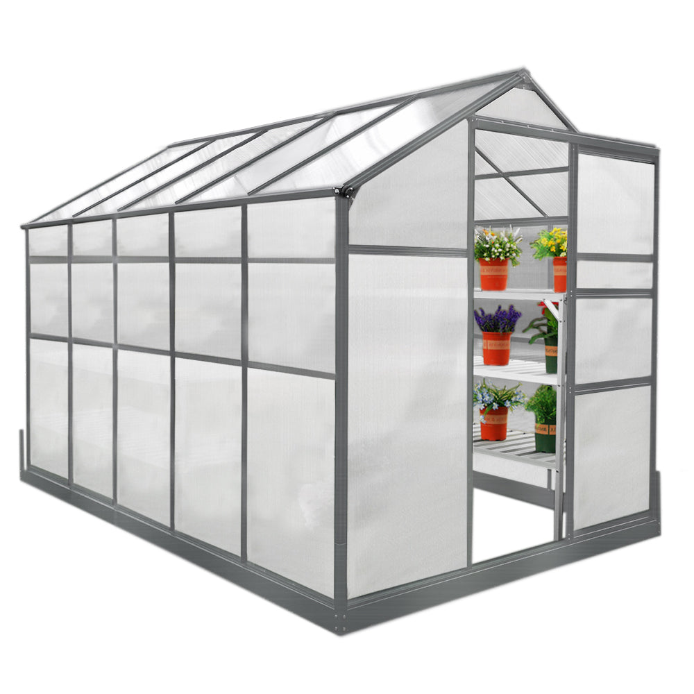 Greenhouse 6ft x 10ft With Base And 2 x Water-Resistant Racks