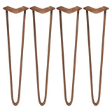4 x 28" Hairpin Legs - 2 Prong - 10mm - Antique Copper
