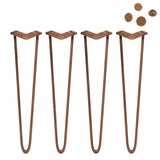 4 x 28" Hairpin Legs - 2 Prong - 10mm - Antique Copper