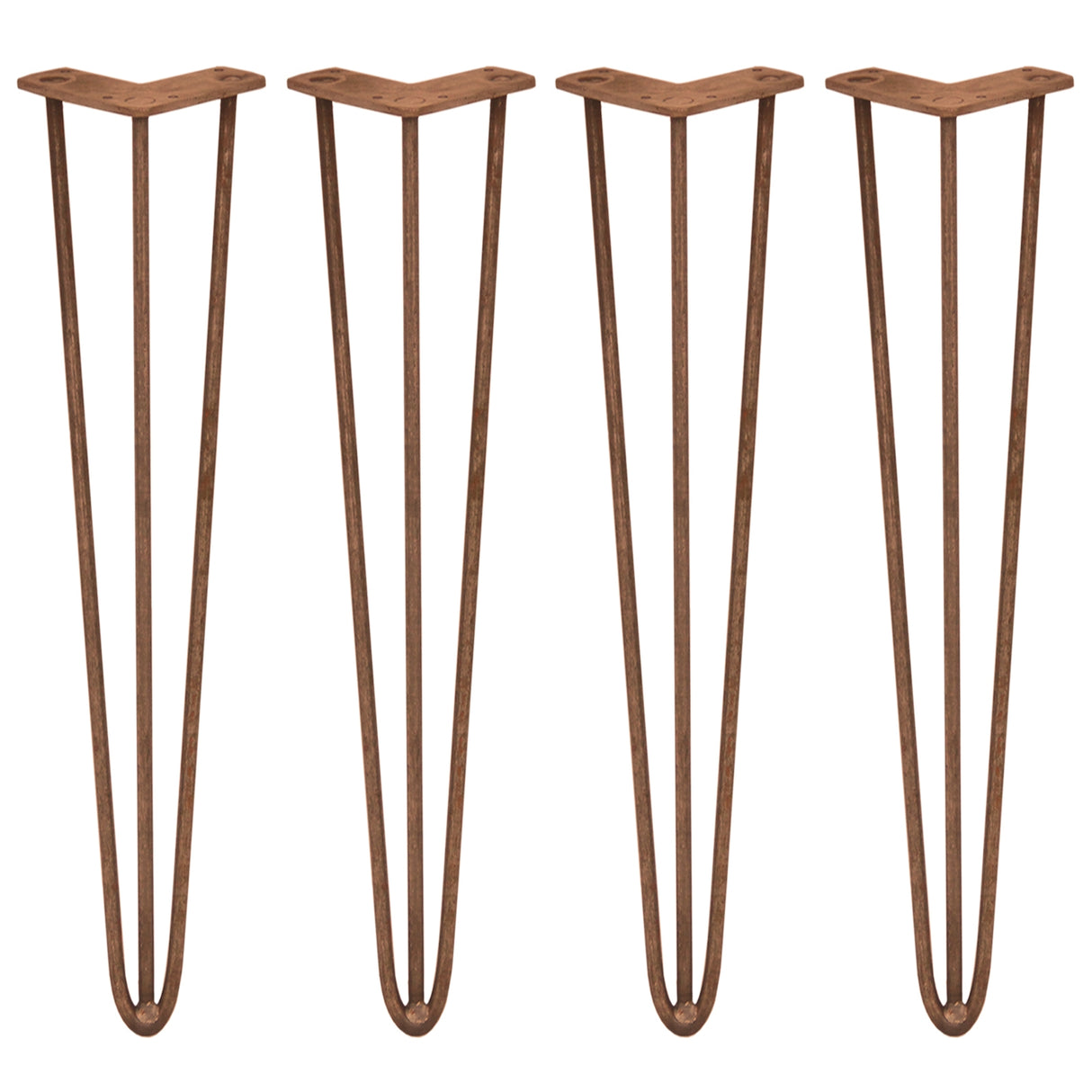 4 x 28" Hairpin Legs - 3 Prong - 12mm - Antique Copper