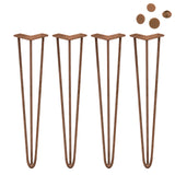 4 x 28" Hairpin Legs - 3 Prong - 12mm - Antique Copper