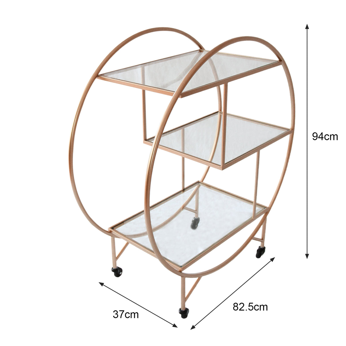 Rose Gold Drinks Trolley Bar Cart - Large