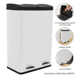 60L Dual Pedal Bin In White