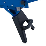 Close-up of the sturdy black base and support handle of a 5T electric log splitter, showcasing its durable construction and stability