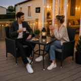 Jardí 2-Seater Rattan Bistro Black Set with Cushions & Rain Cover