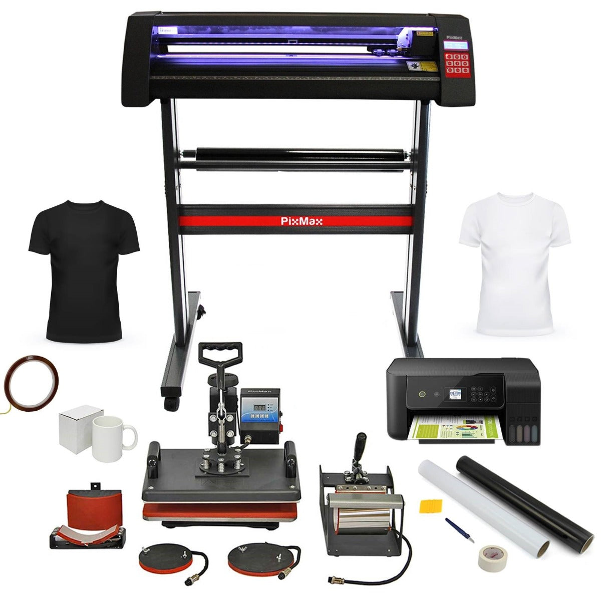 PixMax Da Vinci Bundle 5 in 1 Heat Press, LED Vinyl Cutter, Printer