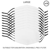 Large Face Masks Sublimation Blanks / 10 Pack
