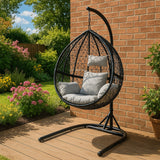 Hanging Rattan Egg Chair - Black