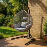 Hanging Rattan Egg Chairs x 2 - Grey